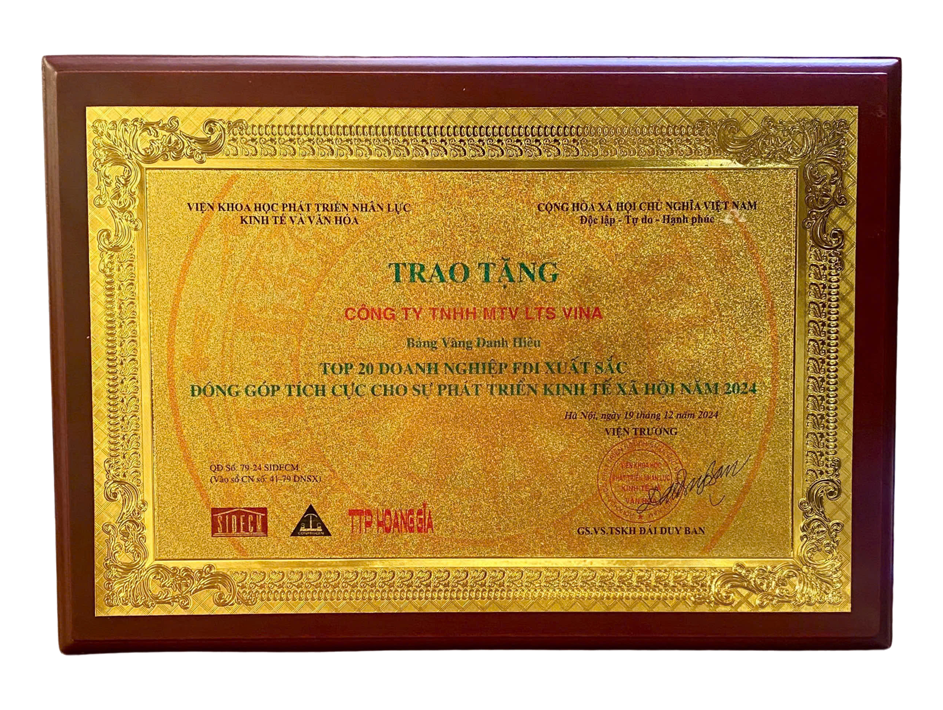 Top 20 Excellent FDI Enterprises certificate